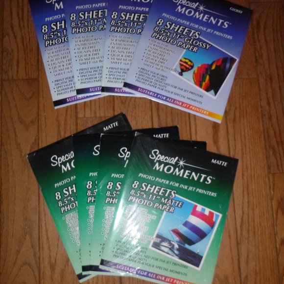 8 Packs Ink Jet Photo Paper 4 Glossy & 4 Matte - Picture 1 of 2
